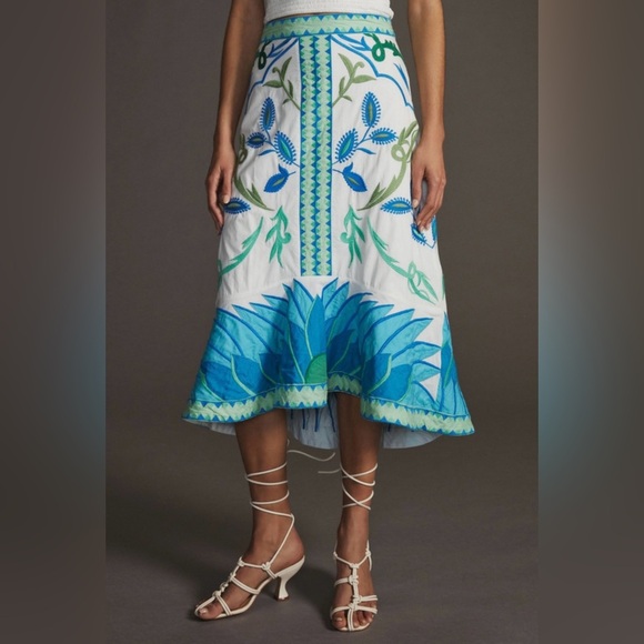 Maeve Blue and Green Midi Skirt size 10, bridal, baby shower, church lik… - Picture 4 of 8